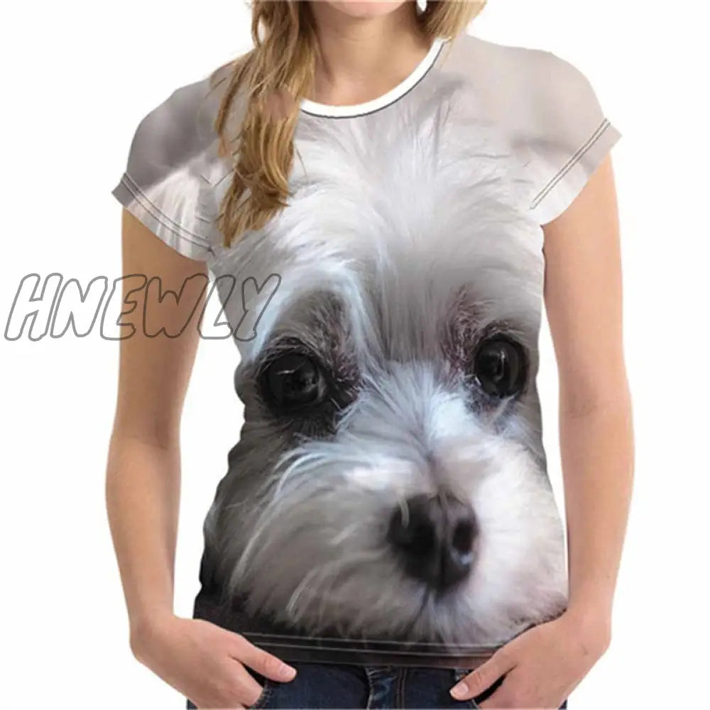 Hnewly Fashion Lovely Dog 3D Print Women Ladies Girls T-Shirt Animal Harajuku Round Neck Short