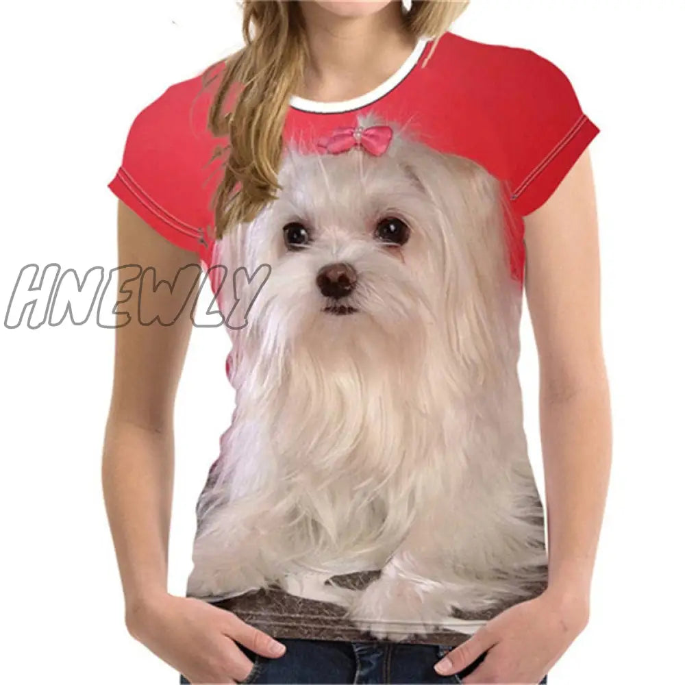 Hnewly Fashion Lovely Dog 3D Print Women Ladies Girls T-Shirt Animal Harajuku Round Neck Short