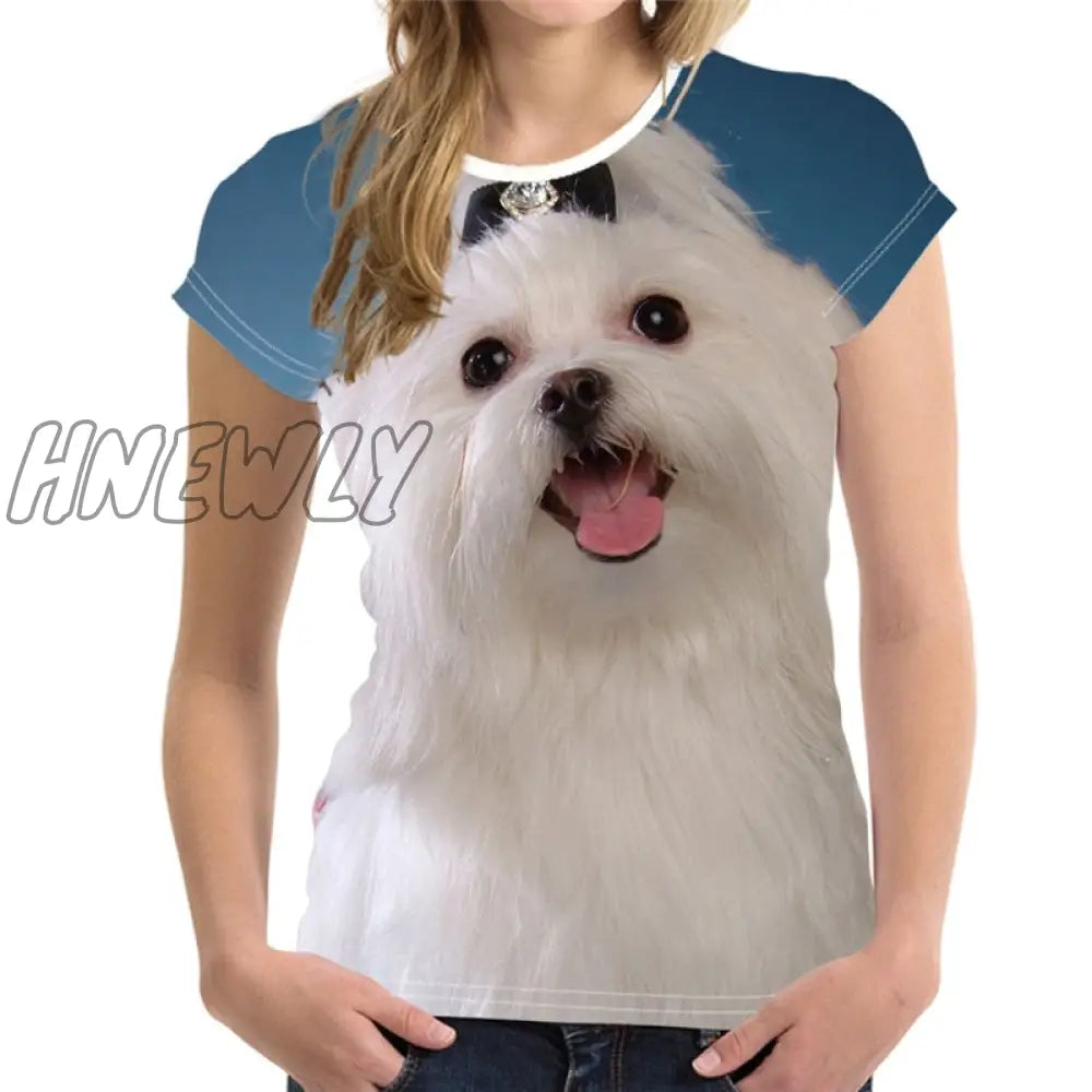 Hnewly Fashion Lovely Dog 3D Print Women Ladies Girls T-Shirt Animal Harajuku Round Neck Short