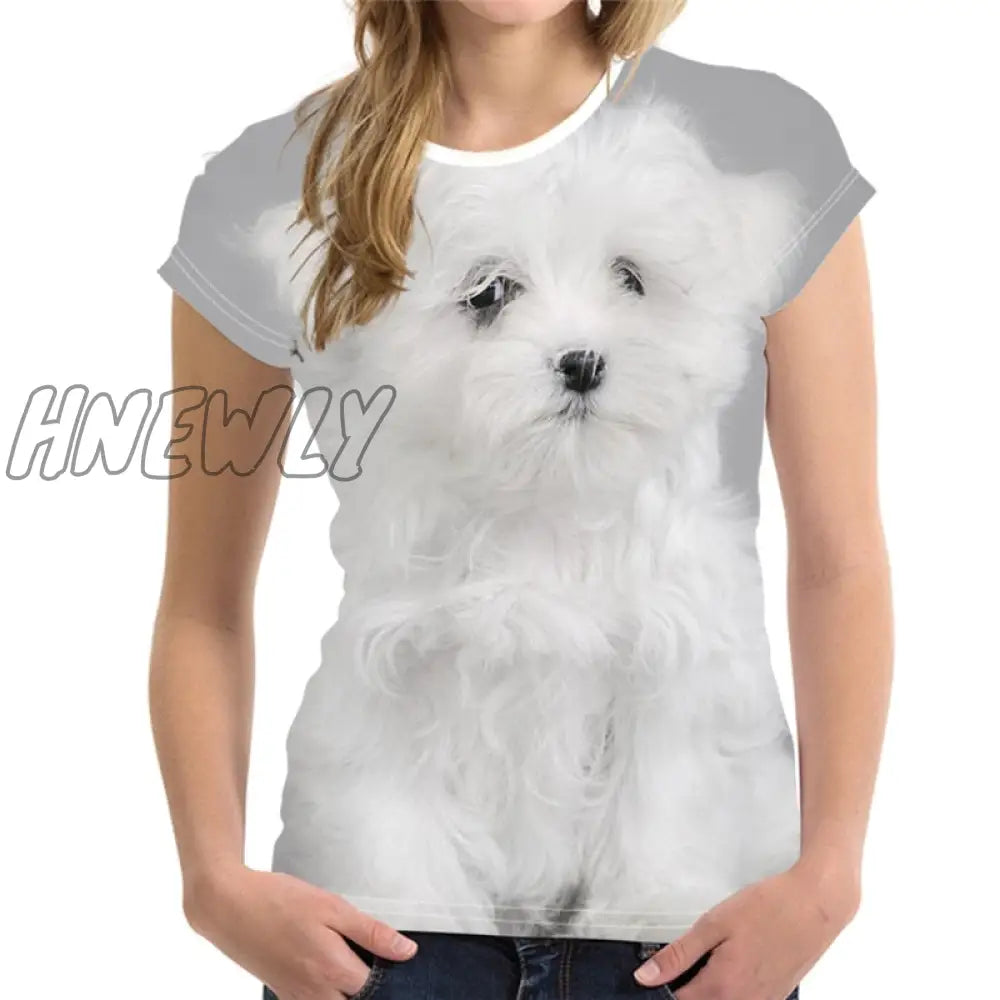 Hnewly Fashion Lovely Dog 3D Print Women Ladies Girls T-Shirt Animal Harajuku Round Neck Short