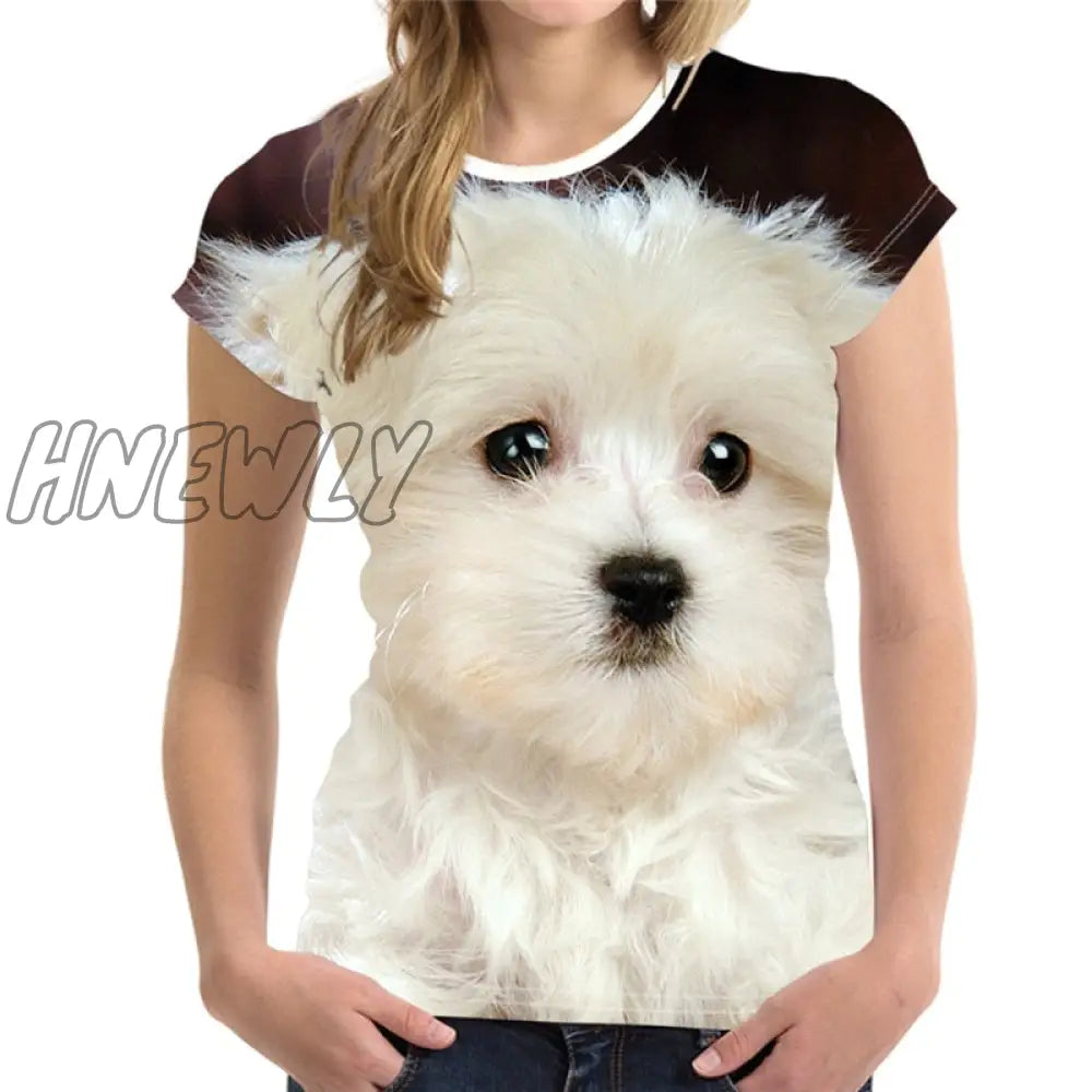 Hnewly Fashion Lovely Dog 3D Print Women Ladies Girls T-Shirt Animal Harajuku Round Neck Short