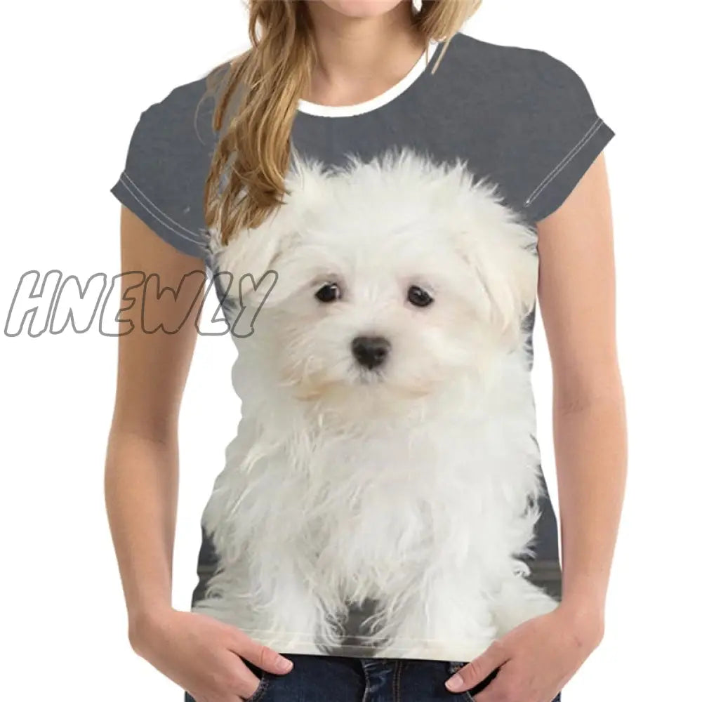 Hnewly Fashion Lovely Dog 3D Print Women Ladies Girls T-Shirt Animal Harajuku Round Neck Short