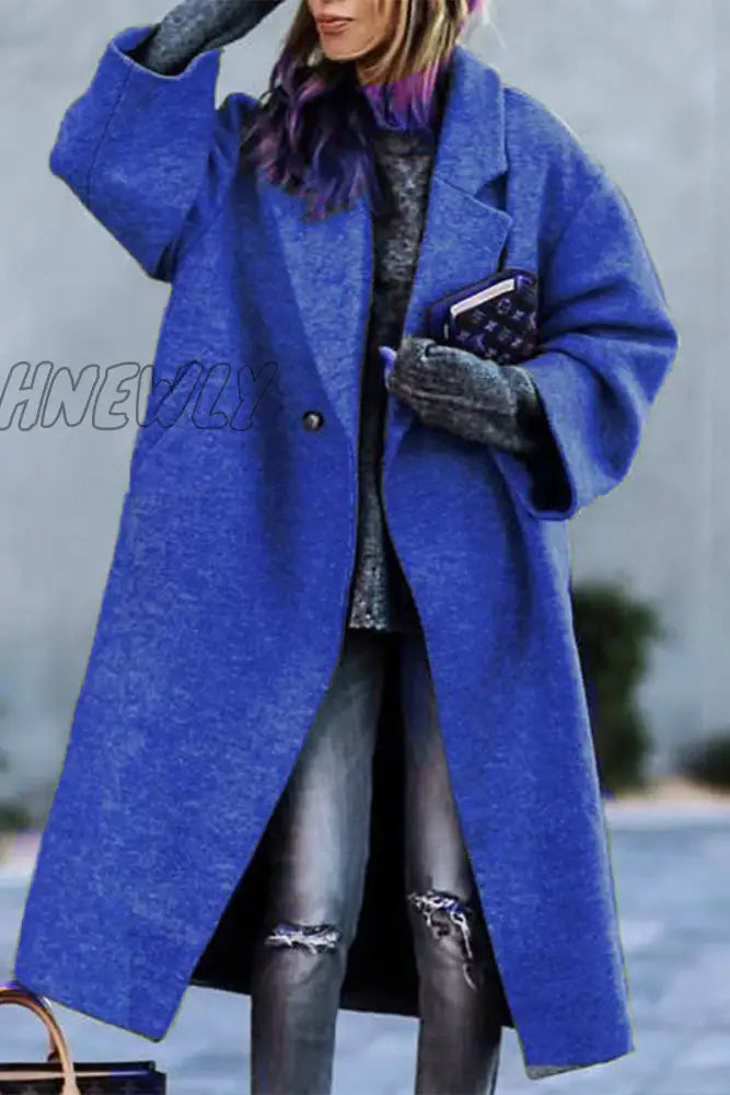 Hnewly - Fashion Solid Color Turndown Collar Outerwear Blue / S Outerwear/Coats & Cardigan