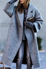 Hnewly - Fashion Solid Color Turndown Collar Outerwear Grey / S Outerwear/Coats & Cardigan