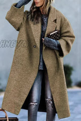 Hnewly - Fashion Solid Color Turndown Collar Outerwear Khaki / S Outerwear/Coats & Cardigan