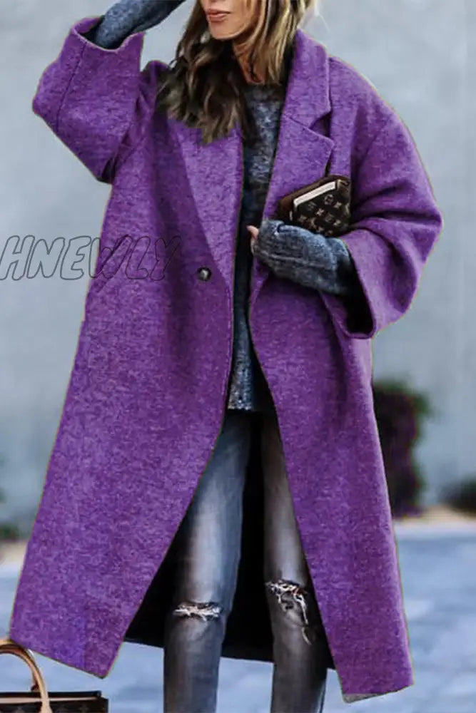 Hnewly - Fashion Solid Color Turndown Collar Outerwear Purple / S Outerwear/Coats & Cardigan