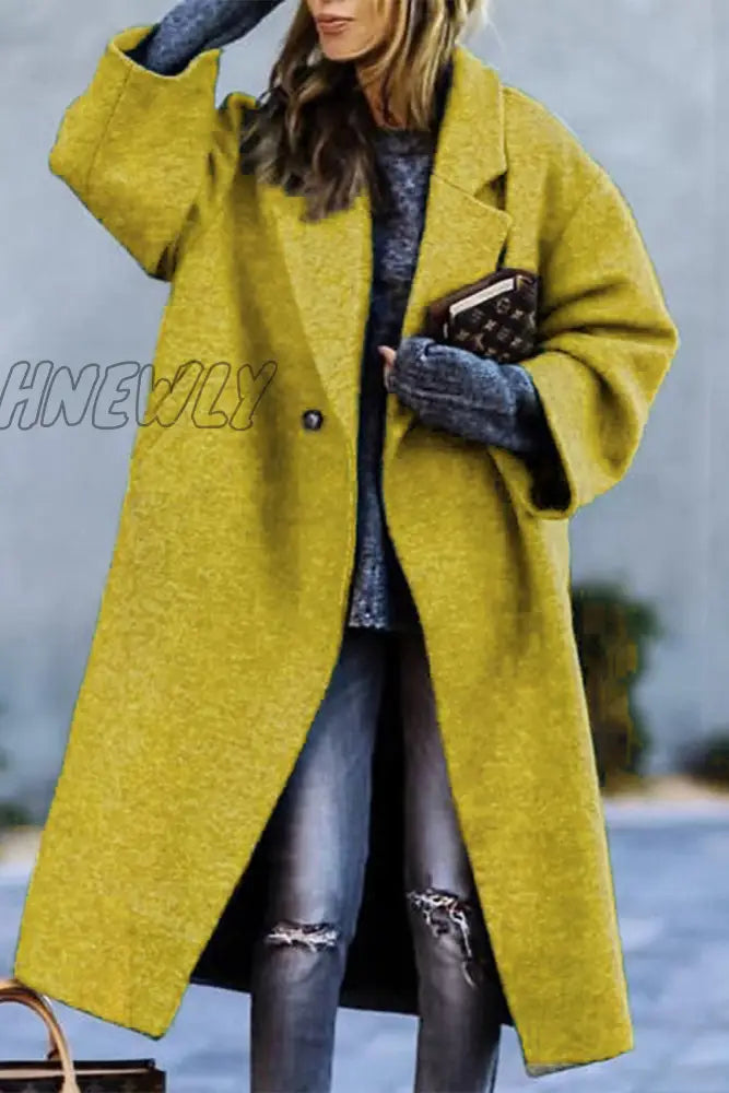 Hnewly - Fashion Solid Color Turndown Collar Outerwear Yellow / S Outerwear/Coats & Cardigan