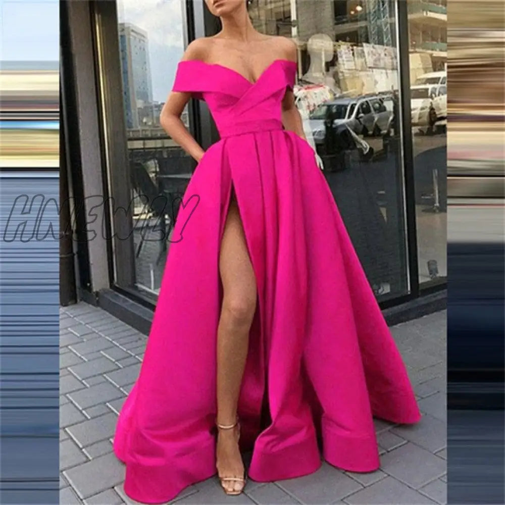 Hnewly Fashion Solid Strapless Backless Maxi Dress New Women Elegant High Slit Party Summer Fluffy