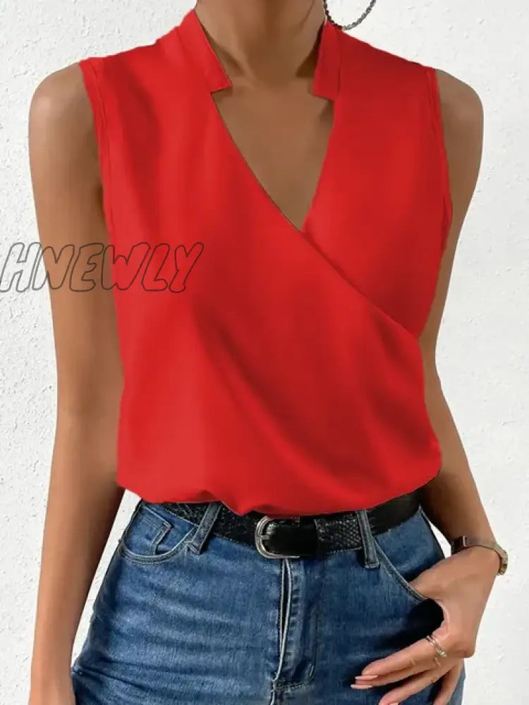 Hnewly Fashion V-Neck Sleeveless Print Women Tops And Blouses Summer Casual White Tank Top Femme