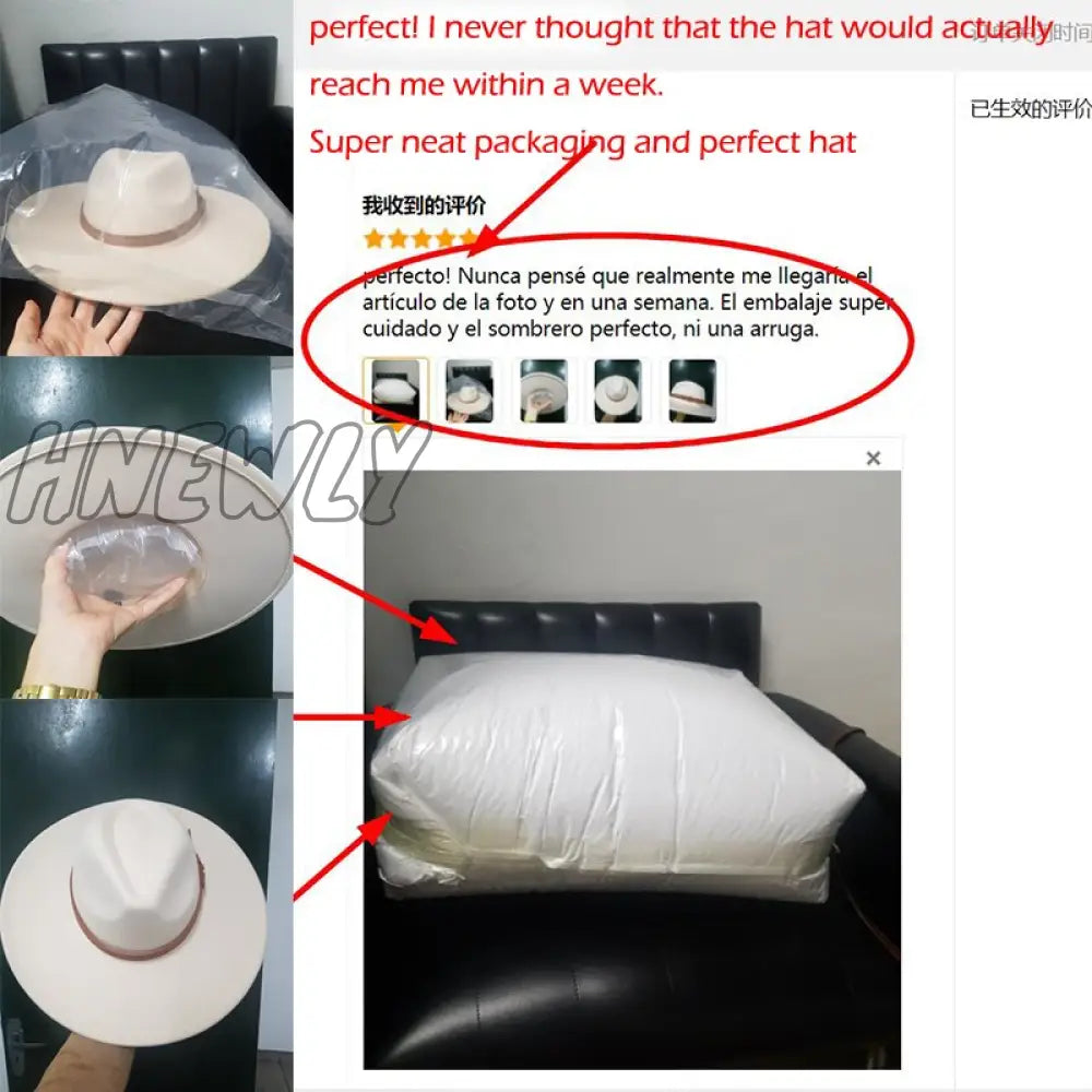 Hnewly Fedora Hats For Women New 9.5Cm Wide Brim Dress Men Caps Felted Hat Panama Church Wedding