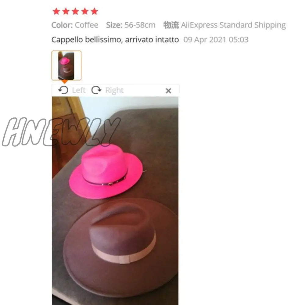 Hnewly Fedora Hats For Women New 9.5Cm Wide Brim Dress Men Caps Felted Hat Panama Church Wedding