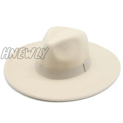 Hnewly Fedora Hats For Women New 9.5Cm Wide Brim Dress Men Caps Felted Hat Panama Church Wedding