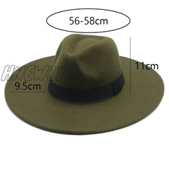 Hnewly Fedora Hats For Women New 9.5Cm Wide Brim Dress Men Caps Felted Hat Panama Church Wedding