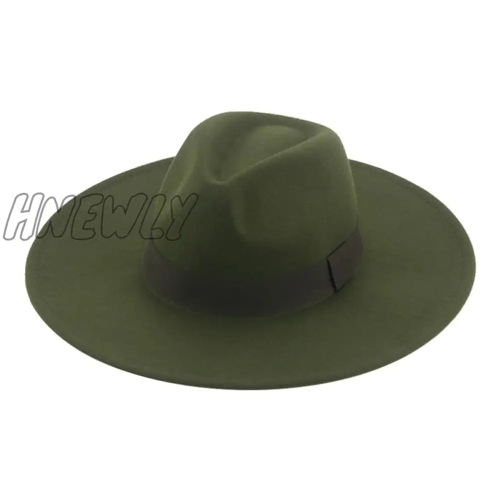 Hnewly Fedora Hats For Women New 9.5Cm Wide Brim Dress Men Caps Felted Hat Panama Church Wedding