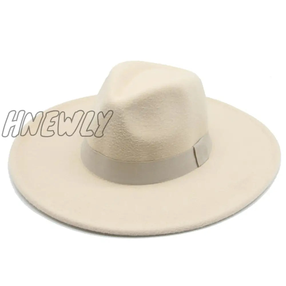 Hnewly Fedora Hats For Women New 9.5Cm Wide Brim Dress Men Caps Felted Hat Panama Church Wedding