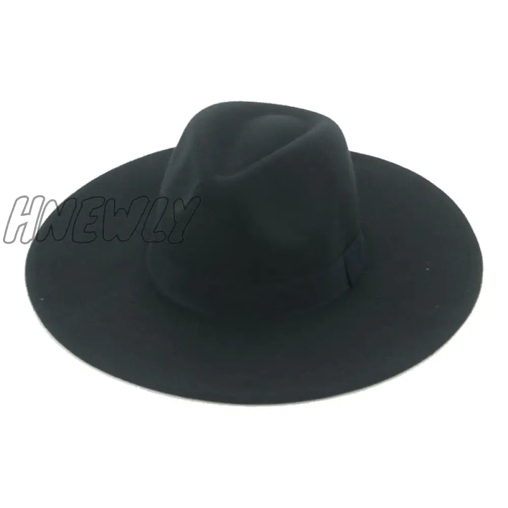 Hnewly Fedora Hats For Women New 9.5Cm Wide Brim Dress Men Caps Felted Hat Panama Church Wedding