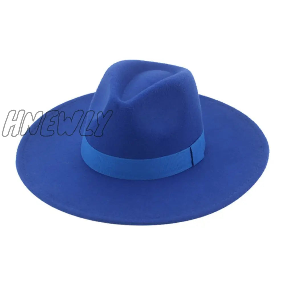 Hnewly Fedora Hats For Women New 9.5Cm Wide Brim Dress Men Caps Felted Hat Panama Church Wedding