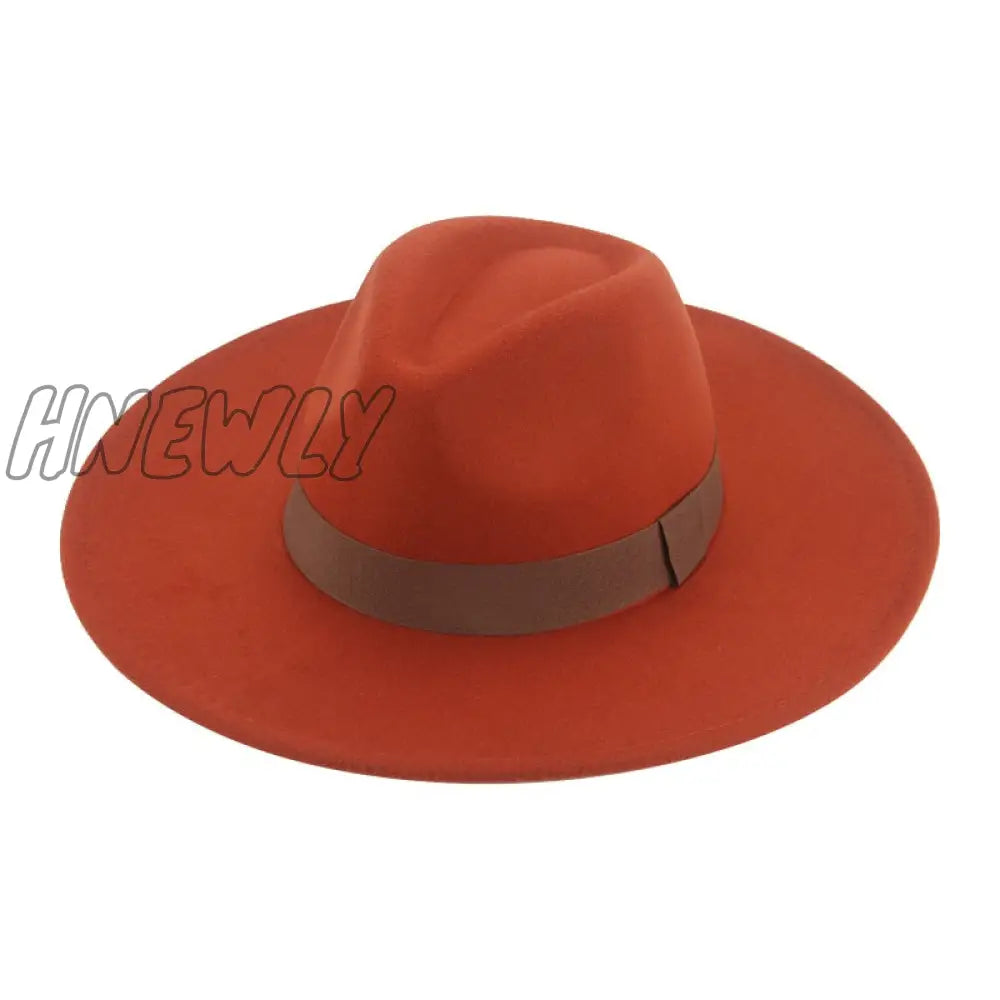 Hnewly Fedora Hats For Women New 9.5Cm Wide Brim Dress Men Caps Felted Hat Panama Church Wedding