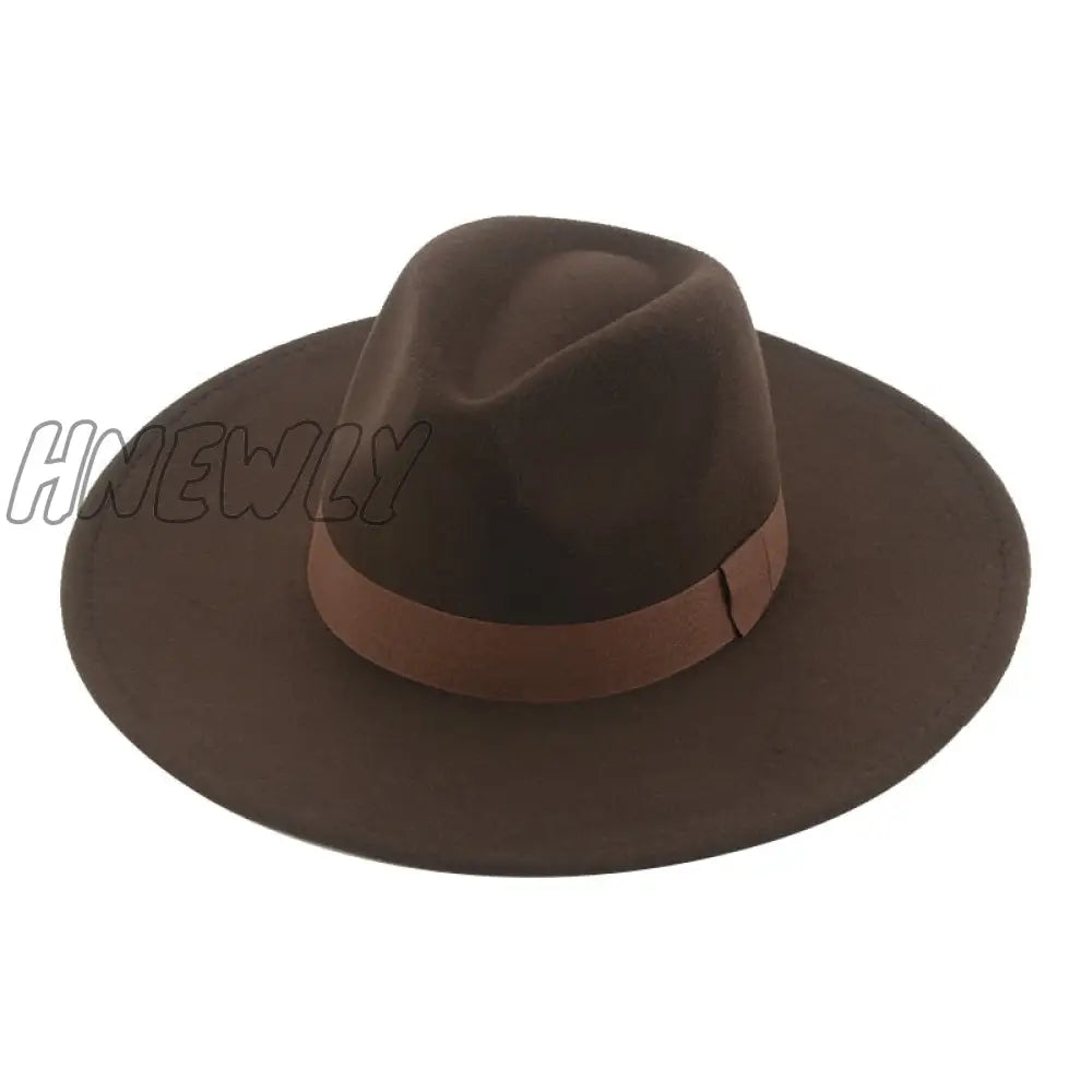 Hnewly Fedora Hats For Women New 9.5Cm Wide Brim Dress Men Caps Felted Hat Panama Church Wedding