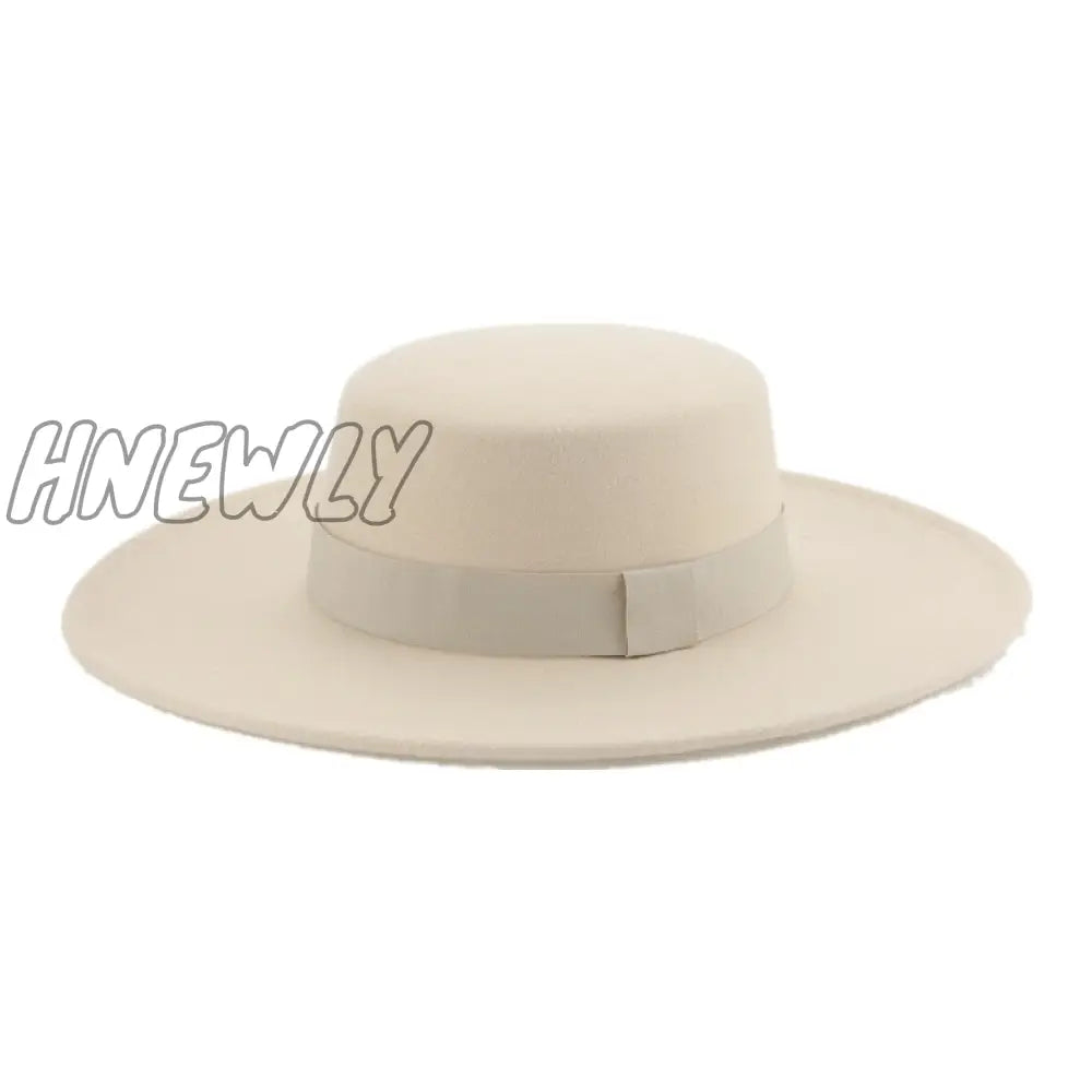 Hnewly Fedora Hats For Women New 9.5Cm Wide Brim Dress Men Caps Felted Hat Panama Church Wedding