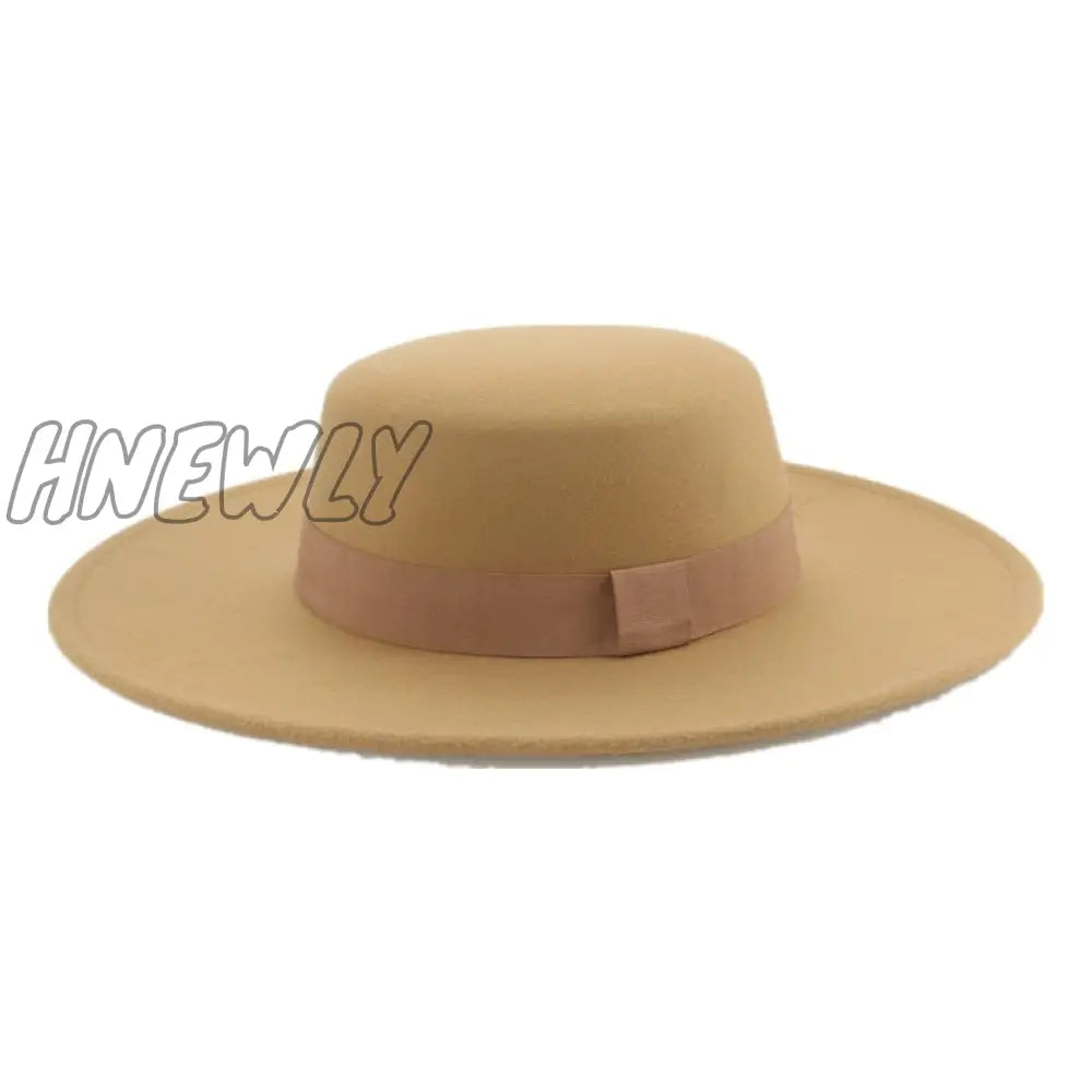 Hnewly Fedora Hats For Women New 9.5Cm Wide Brim Dress Men Caps Felted Hat Panama Church Wedding