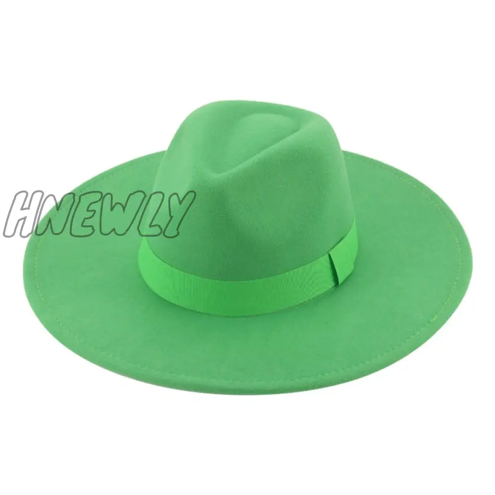 Hnewly Fedora Hats For Women New 9.5Cm Wide Brim Dress Men Caps Felted Hat Panama Church Wedding