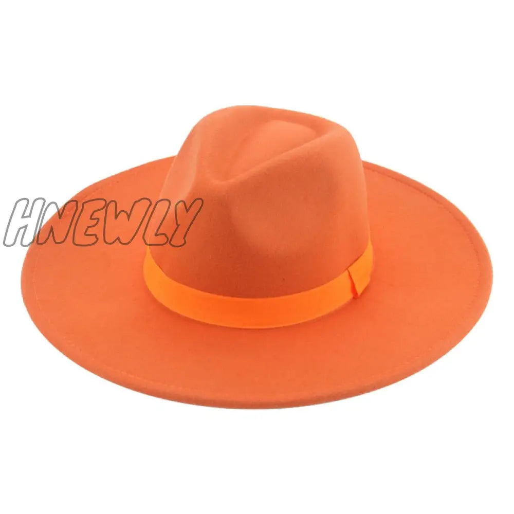 Hnewly Fedora Hats For Women New 9.5Cm Wide Brim Dress Men Caps Felted Hat Panama Church Wedding