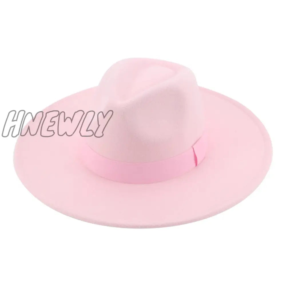 Hnewly Fedora Hats For Women New 9.5Cm Wide Brim Dress Men Caps Felted Hat Panama Church Wedding