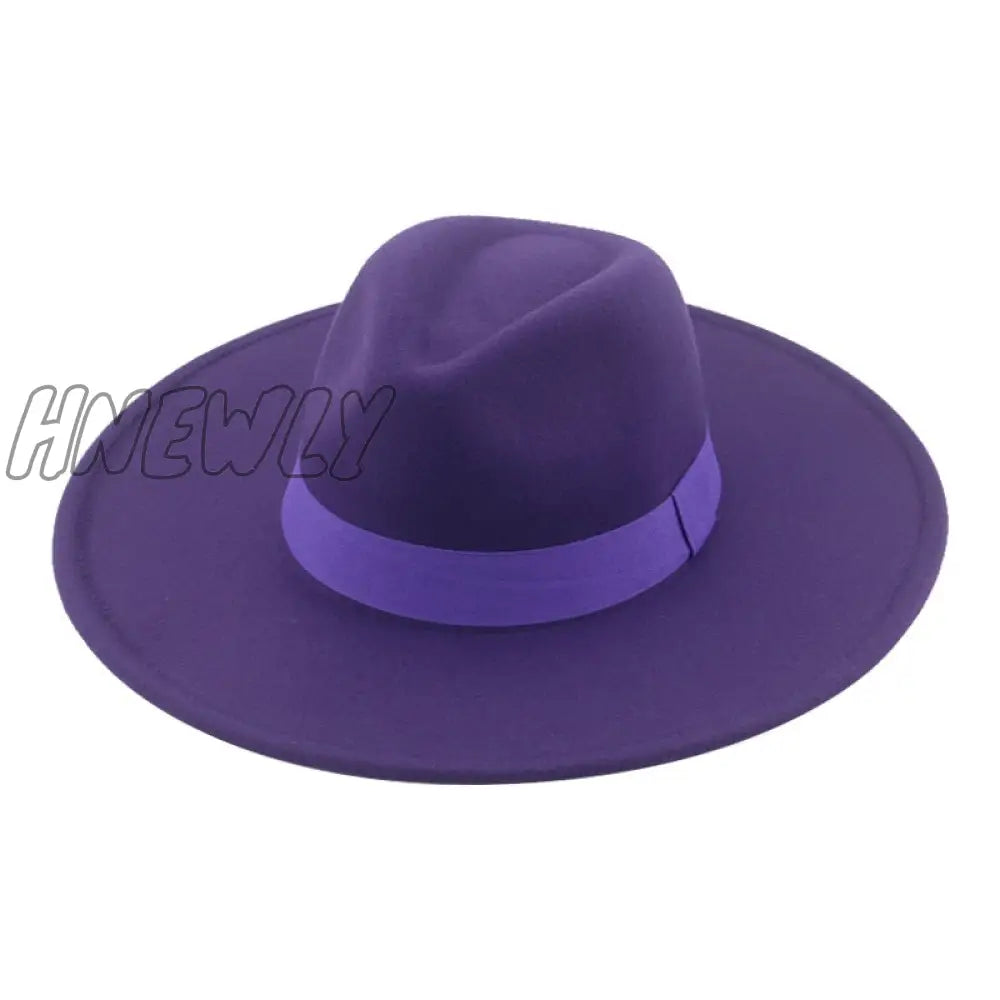 Hnewly Fedora Hats For Women New 9.5Cm Wide Brim Dress Men Caps Felted Hat Panama Church Wedding