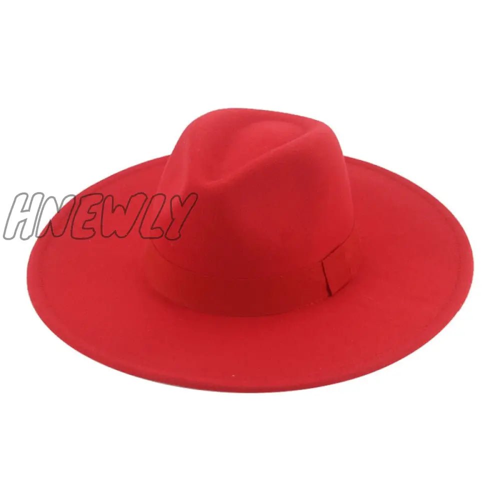 Hnewly Fedora Hats For Women New 9.5Cm Wide Brim Dress Men Caps Felted Hat Panama Church Wedding