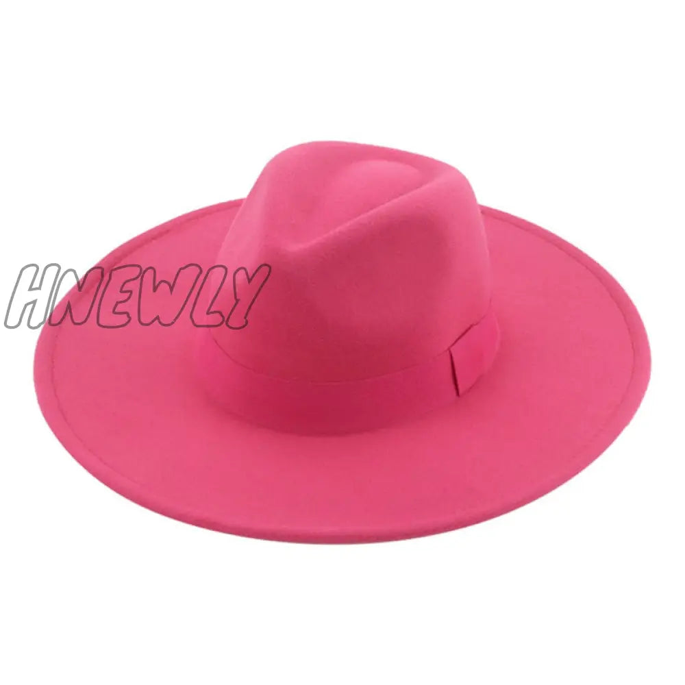 Hnewly Fedora Hats For Women New 9.5Cm Wide Brim Dress Men Caps Felted Hat Panama Church Wedding