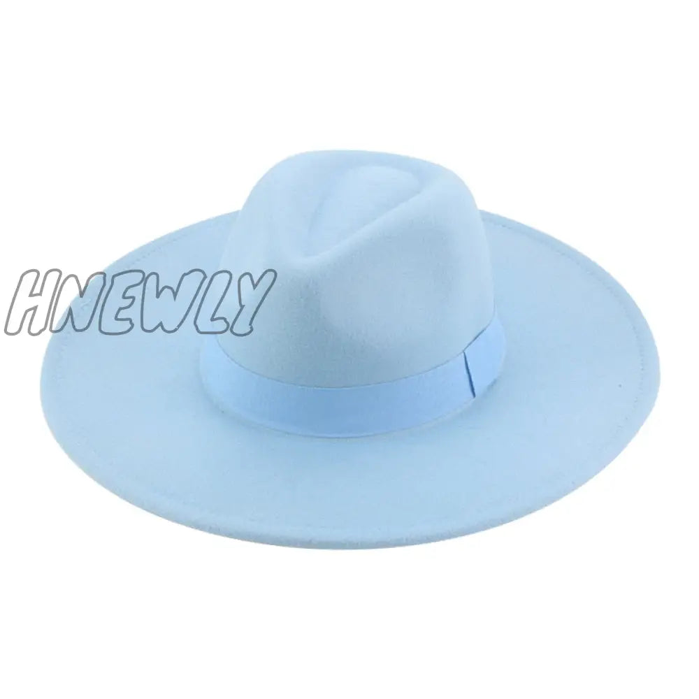 Hnewly Fedora Hats For Women New 9.5Cm Wide Brim Dress Men Caps Felted Hat Panama Church Wedding