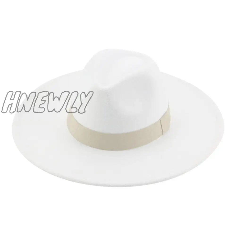 Hnewly Fedora Hats For Women New 9.5Cm Wide Brim Dress Men Caps Felted Hat Panama Church Wedding