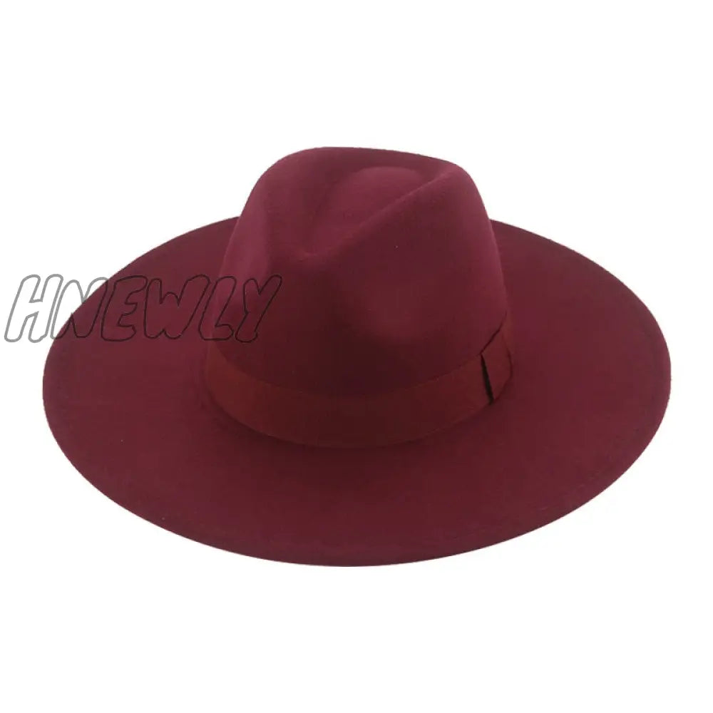 Hnewly Fedora Hats For Women New 9.5Cm Wide Brim Dress Men Caps Felted Hat Panama Church Wedding