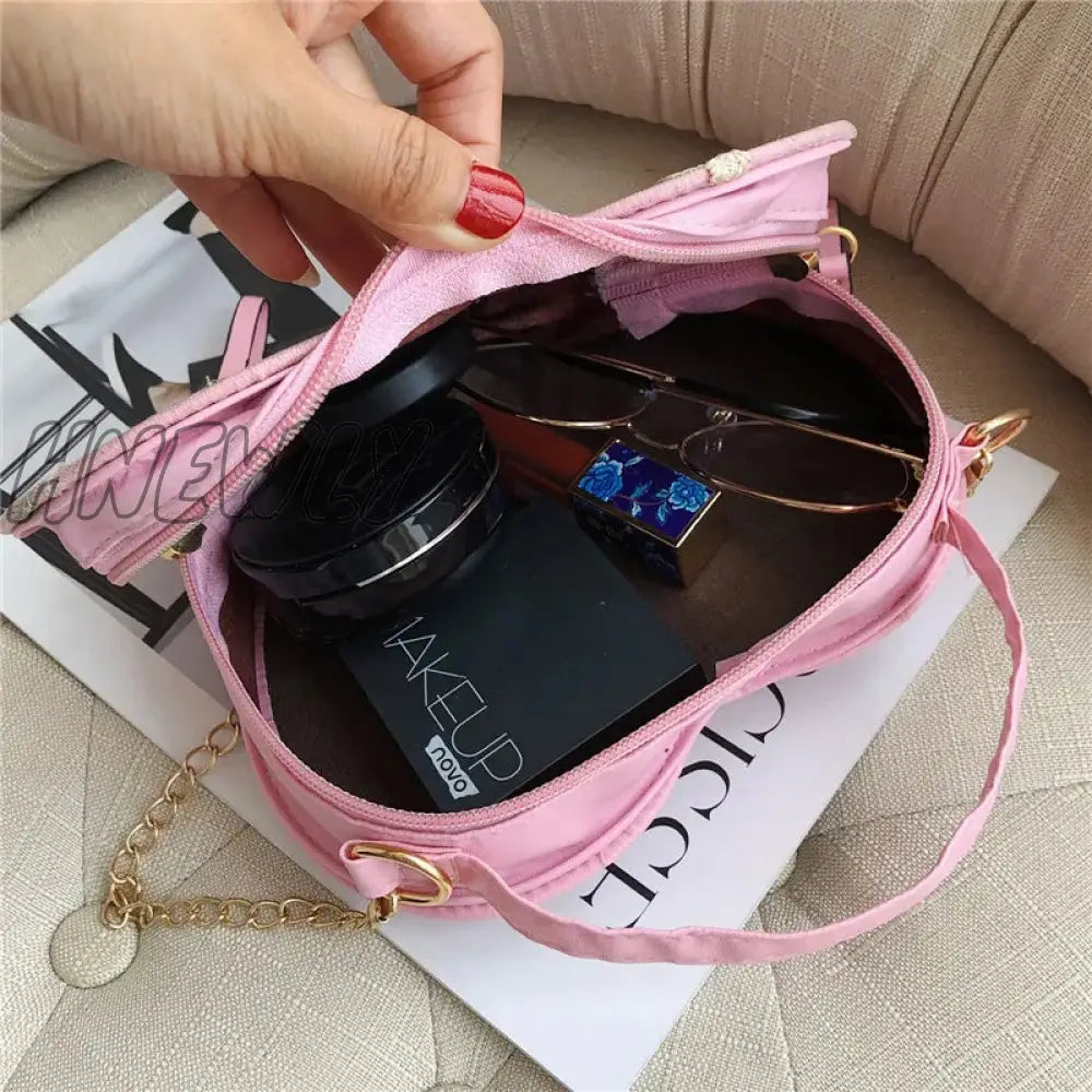 Hnewly Female Sweet Lace Heart Round Handbags High Quality Pu Leather Cross Body Bags For Women