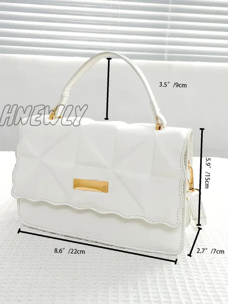 Hnewly - Geometric Embossed Flap Square Bag Women Satchels Women-Satchels