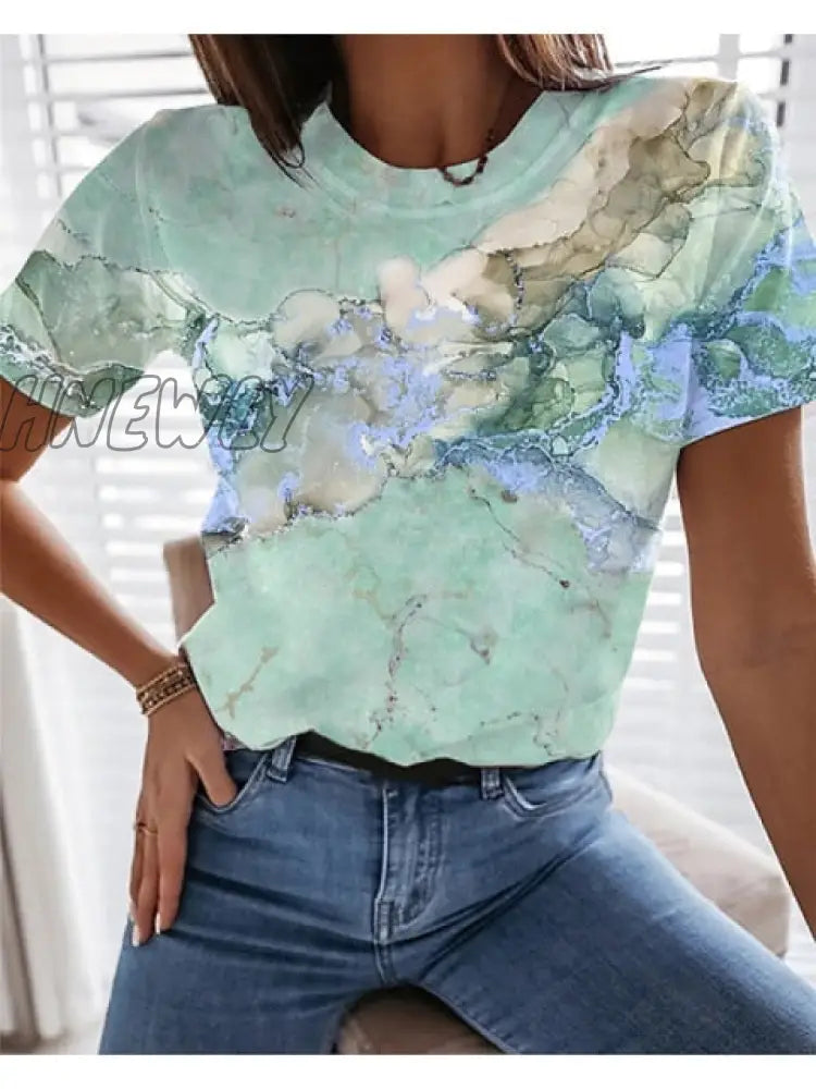 Hnewly Graphic Floral Print Streetwear Casual Short Sleeve Plus Size Funny Kawaii Harajuku Tees T -