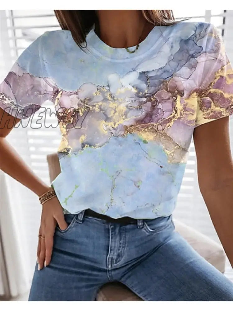 Hnewly Graphic Floral Print Streetwear Casual Short Sleeve Plus Size Funny Kawaii Harajuku Tees T -