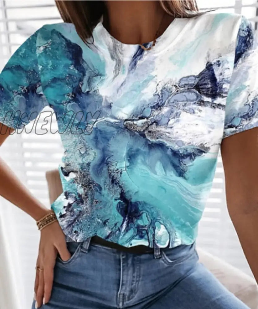 Hnewly Graphic Floral Print Streetwear Casual Short Sleeve Plus Size Funny Kawaii Harajuku Tees T -