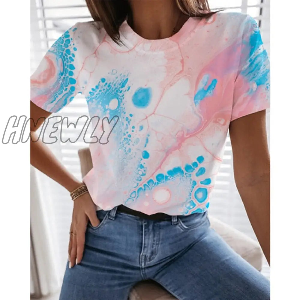 Hnewly Graphic Floral Print Streetwear Casual Short Sleeve Plus Size Funny Kawaii Harajuku Tees T -