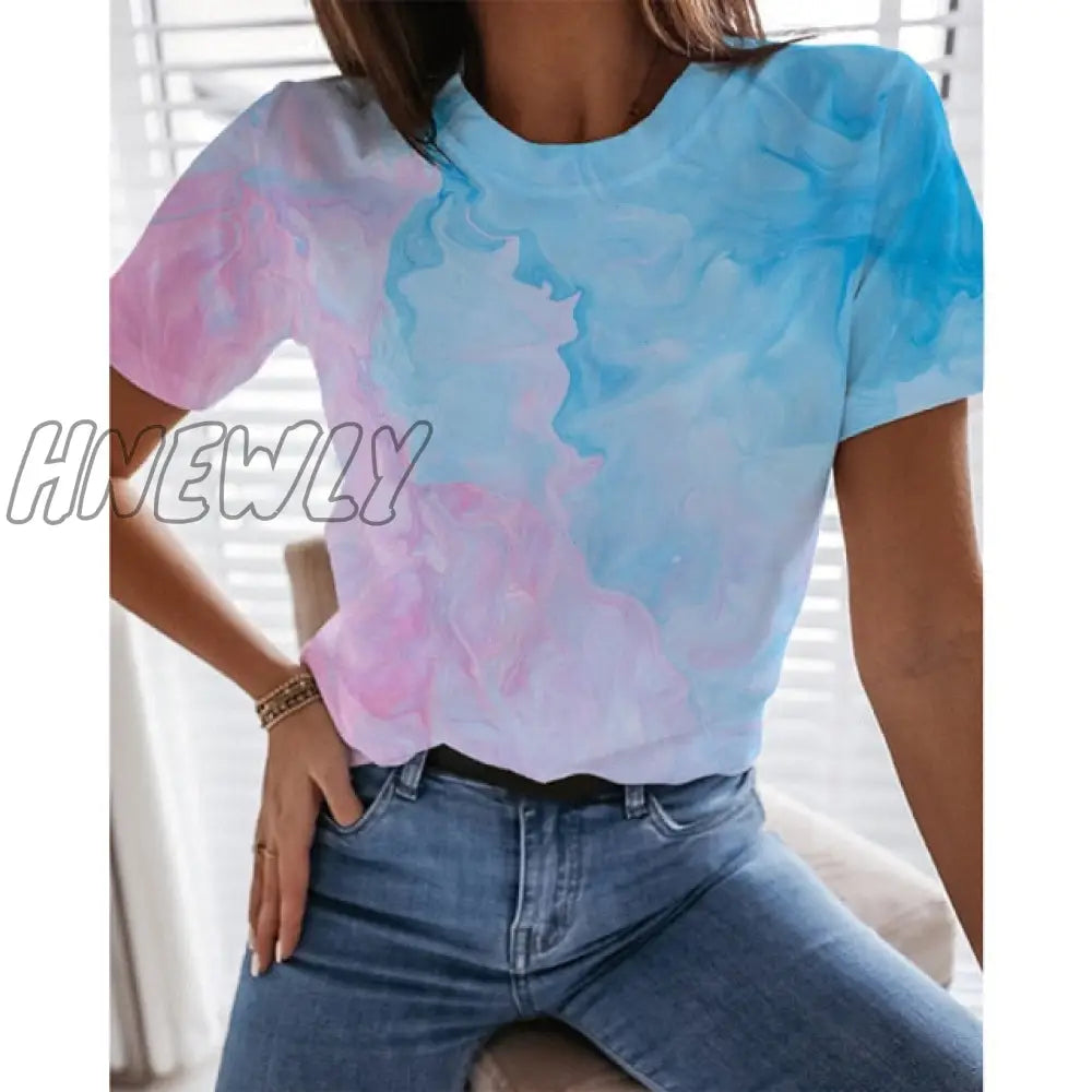 Hnewly Graphic Floral Print Streetwear Casual Short Sleeve Plus Size Funny Kawaii Harajuku Tees T -