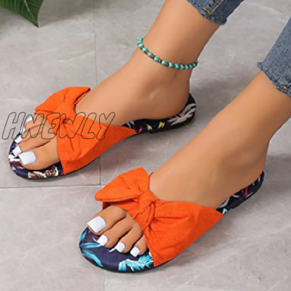 Hnewly - Green Casual Daily Patchwork With Bow Round Comfortable Shoes Shoes Slippers