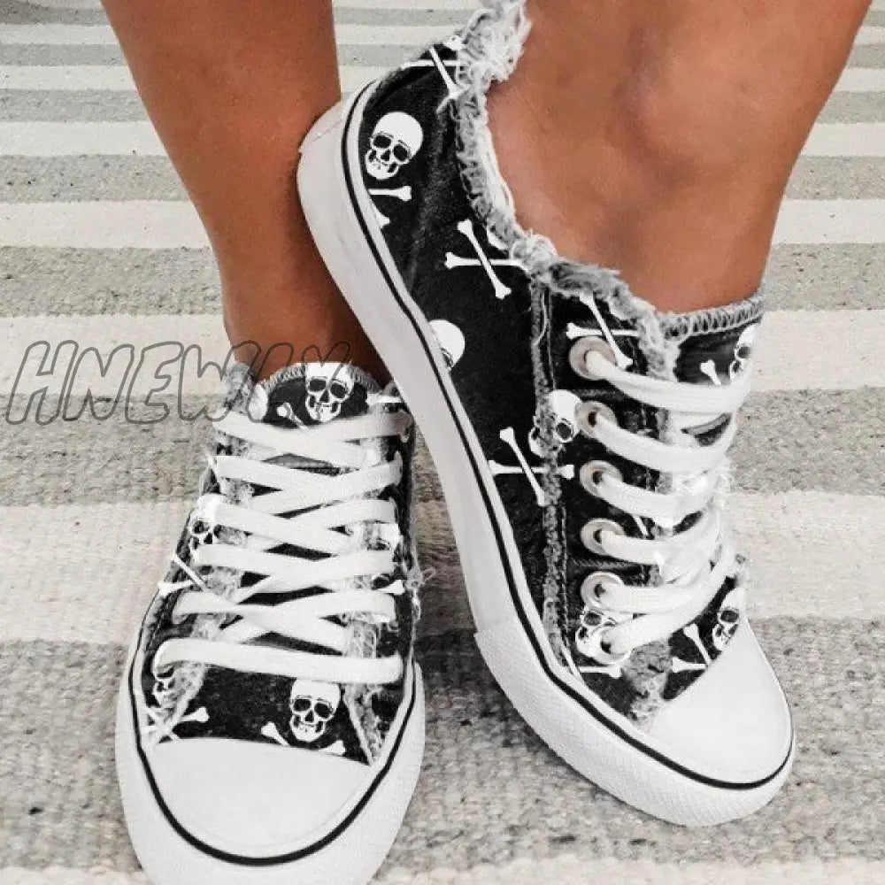 Hnewly - Halloween Black Casual Daily Patchwork Printing Round Comfortable Out Door Shoes Shoes