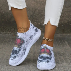 Hnewly - Halloween White Casual Patchwork Printing Round Comfortable Shoes Shoes