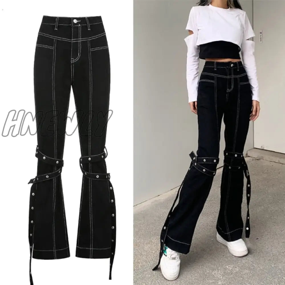 Hnewly High Waist Jeans Woman Wide Leg Denim Boyfriend Streetwear Clothing Cotton Fashion Harajuku