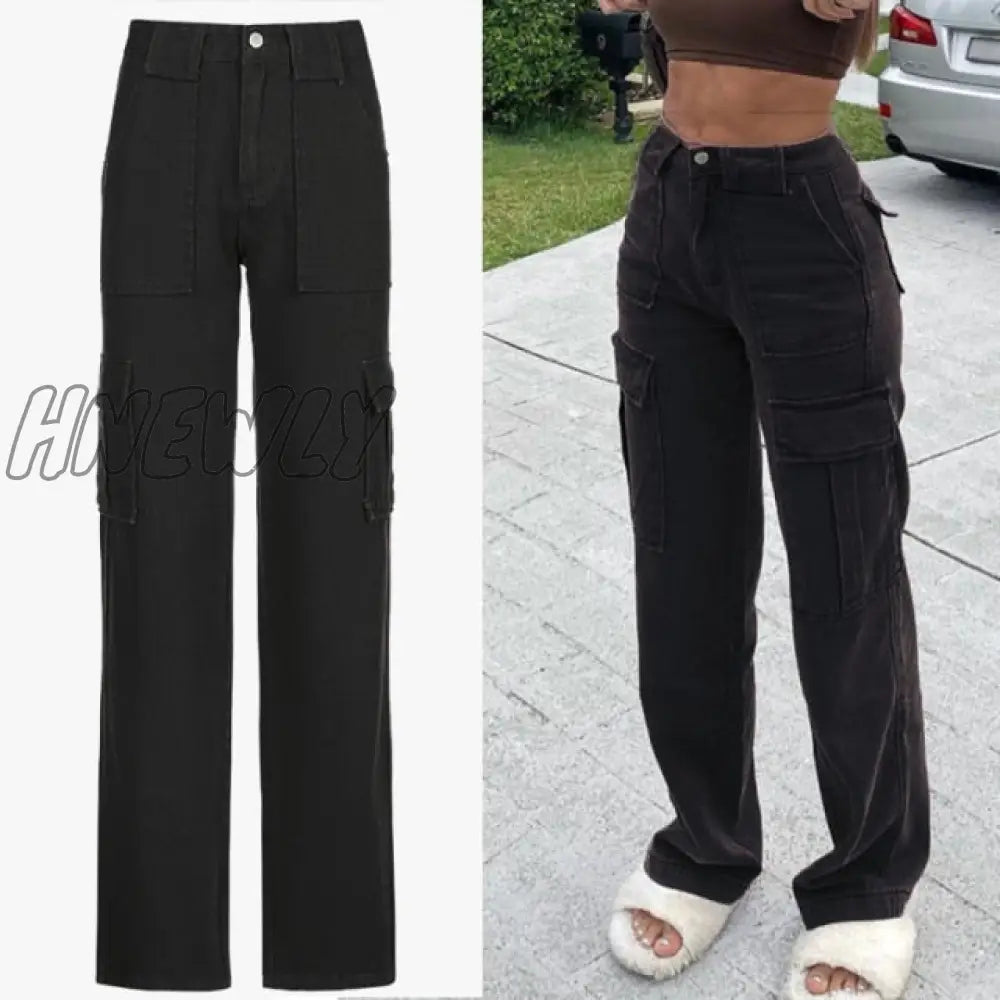 Hnewly High Waist Jeans Woman Wide Leg Denim Boyfriend Streetwear Clothing Cotton Fashion Harajuku