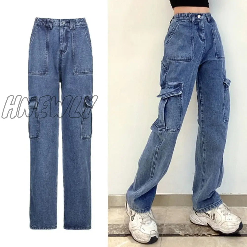 Hnewly High Waist Jeans Woman Wide Leg Denim Boyfriend Streetwear Clothing Cotton Fashion Harajuku