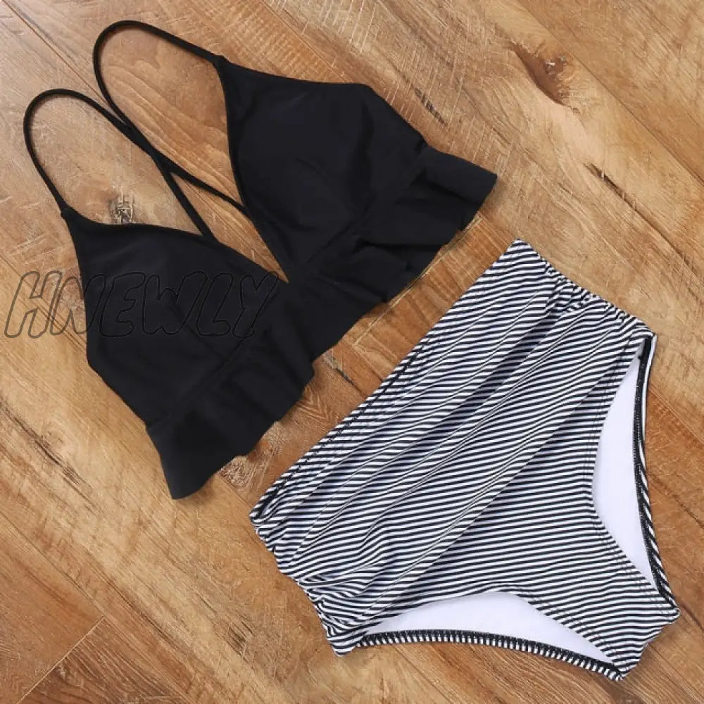 Hnewly High Waisted Swimsuit Bikini Push Up Swimwear Women Sexy Bathing Suit Female Vest Set