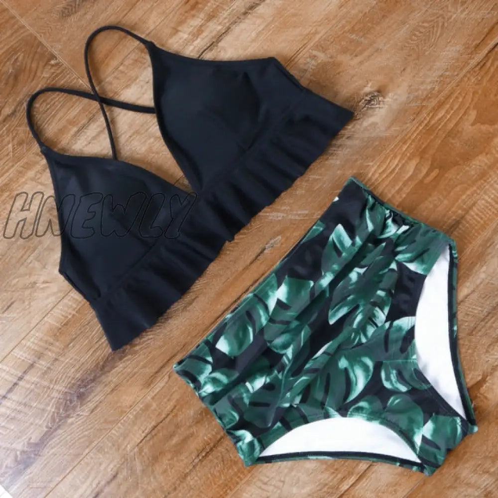 Hnewly High Waisted Swimsuit Bikini Push Up Swimwear Women Sexy Bathing Suit Female Vest Set