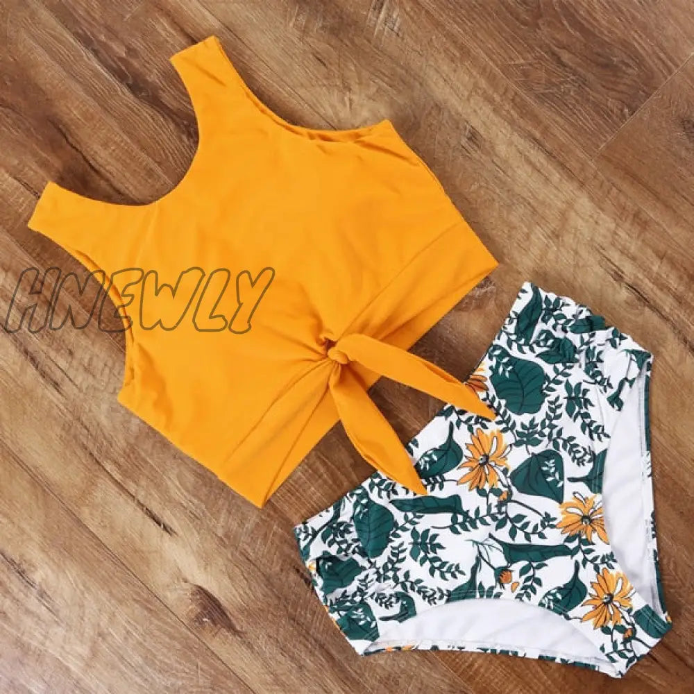 Hnewly High Waisted Swimsuit Bikini Push Up Swimwear Women Sexy Bathing Suit Female Vest Set